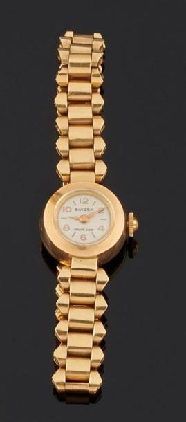 null SUIZEX
Montre bracelet de dame en or jaune 750°/oo, la montre de forme ronde,...