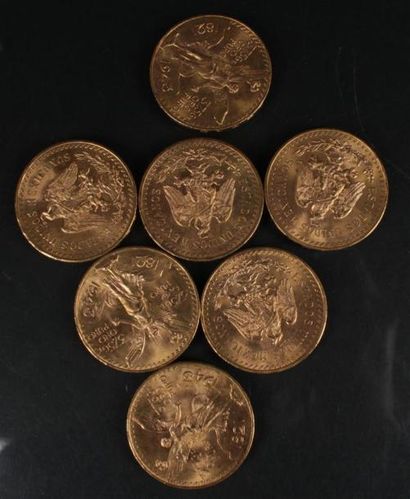 null 7 pièces de 50 pesos mexicain en or 