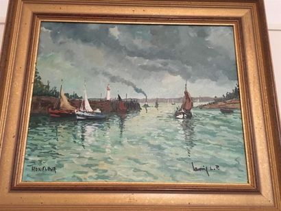 null LAVOINE 
Port de Honfleur 
Huile sur toile 