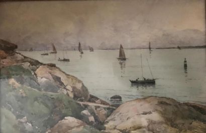 null Paul LECOMTE (1842-1920)
Marine
Aquarelle, signée en bas à gauche. 
32 x 49...
