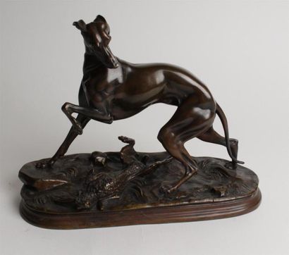 null Jules MOGNIEZ (XIXe siècle)
Chien en arret sur un lapin
Epreuve en bronze à...