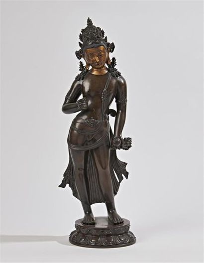 TIBET - XXe siècle Grande statuette de Maitreya...