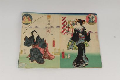 null ALBUM comprenant 36 estampes par différents artistes dont Kunisada, Kunihisa,...