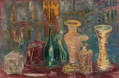 null Trude VON MOLO (1906-1989)
Nature morte aux vases et bouteilles
Huile sur toile,...