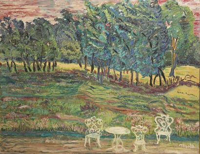 null Trude VON MOLO (1906-1989)
Le jardin
Huile sur toile, signée en bas à droite;
89...