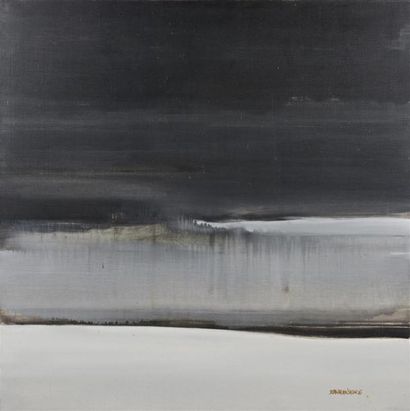 null Jean-Alain SEINCE (XX) 
Composition en noir et gris 
Huile sur toile, signée...