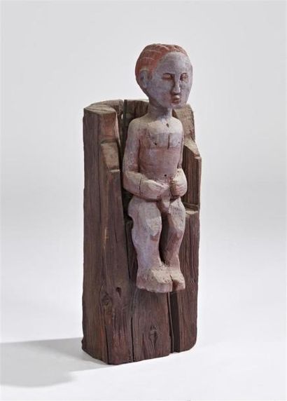 null VÉRONIQUE VERMEIL (1938-2017)
Homme sur son trône
Bois sculpté et pigments....