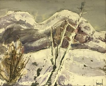 null VÉRONIQUE VERMEIL (1938-2017)
Paysage de neige
Huile sur toile, signée en bas...