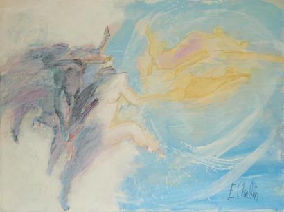 null Élisabeth CHABIN (Née en 1944) 
« L'appel des anges »
Huile sur toile et crayon...