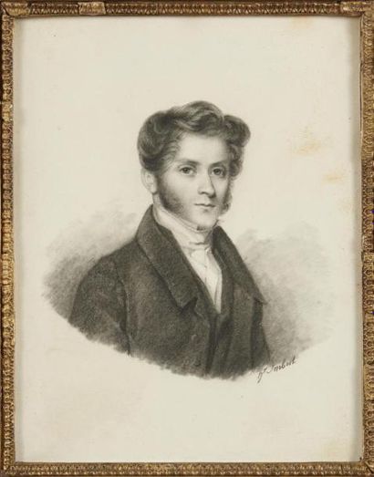 null B. IMBERT (Actif vers 1830)
Portrait d'homme
Pierre noire
27 x 21 cm 
Signé...