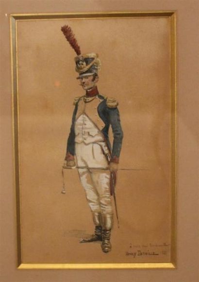 null Henry DETAILLE
Portrait de militaire
Aquarelle, signée, dédicacée et datée 1888...