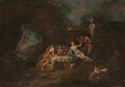 null Attribué à Jean Baptiste LALLEMAND
(1716 - 1803)
Naïades et satyres
La danse...