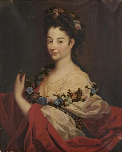 null Ecole FRANCAISE vers 1720
Portrait de Geneviève Catherine Marchais des Graviers,...