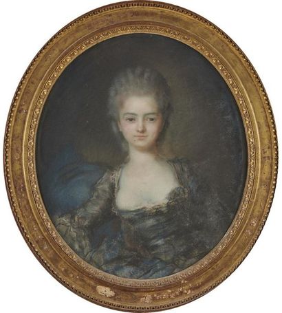 null Ecole FRANCAISE du XVIIIème siècle
Portrait de femme 
Pastel ovale
55 x 45 cm...