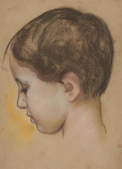 null Léon RIESENER
(Paris 1808 1878)
Portrait d'un enfant de profil
Pastel
28 x 20,5...