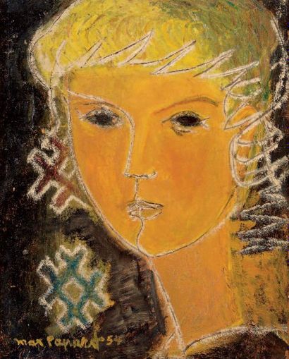 Max PAPART (1911-1994) Portrait d'Hermine, 1954. Huile sur panneau, signée et datée...