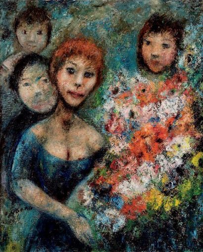 Edouard Goerg (1893-1969) Le bouquet rouge, 1963. Huile sur toile signée en bas à...