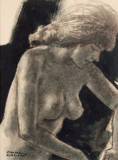 Paul COLIN (1892-1985) Femme de profil Technique mixte sur papier, signée en bas...