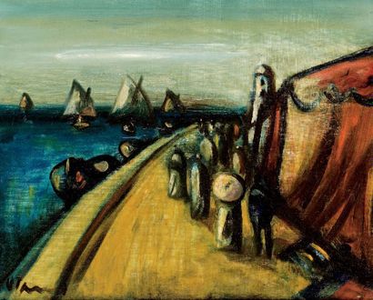 Sylvain VIGNY (1902-1970) Bord de mer Huile sur toile signée en bas à gauche. 60...