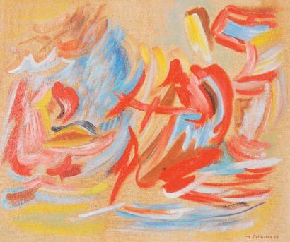 James PICHETTE (1920-1996) Rouges Flammes, 1959. Huile sur toile, signée et datée...
