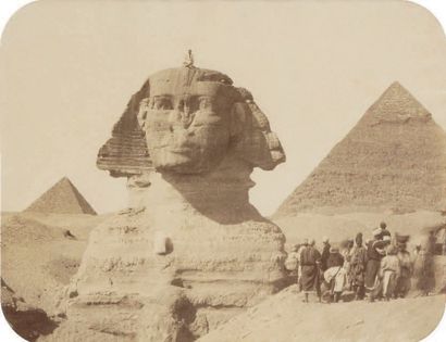 ZANGAKI XIXème siècle Le Sphinx et les pyramides Tirage albuminé, porte la signature...