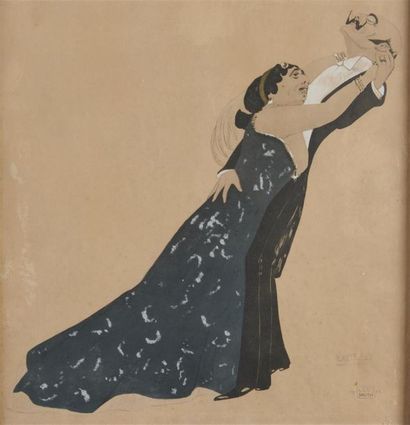 null Leo RAUTH (1884-1913)
Groteske valse lente 
Encre et gouache sur papier, titré...