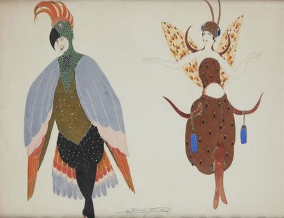 null ZINOVIEW (act.c.1920)
Danseur en costume de perroquet et danseuse en costume...