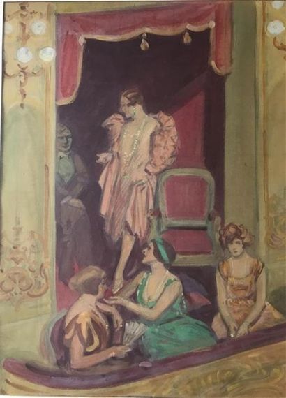 null Tony MINARTZ (1873-1944)
Les élégantes dans la loge 
Aquarelle sur papier non...