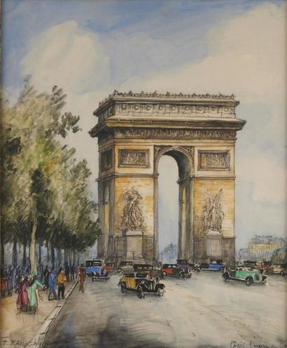 null FRANK-WILL (1900-1951)
Paris L'avenue du Bois (Arc de Triomphe)
Aquarelle et...