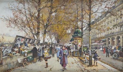 null Eugène GALIEN-LALOUE (1854-1941)
Les bouquinistes, circa 1932
Gouache et aquarelle...