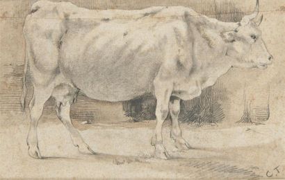 null Constant TROYON (Sèvres 1810 - Paris 1865)
Une vache de profil
Crayon noir
25,5...