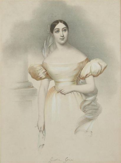 null Ecole ITALIENNE vers 1840
Portrait de la cantatrice Giulia Grisi 
Plume et encre...