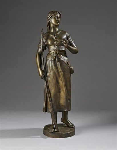null D'après Eugène MARIOTON (1854-1933)
Paysanne
Epreuve en bronze à patine verte...