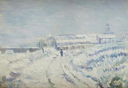 null Albert LEBOURG (1849-1928) 
L'Allier à Pont du château en hiver
Huile sur toile...