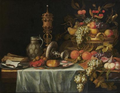 null Pseudo SIMONS
(Actif à Anvers vers 1650 - 1680)
Nature morte aux fruits et pièces...