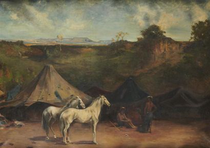 null Ecole FRANCAISE vers 1880
Campement Indien
Sur sa toile d'origine
101 x 144...