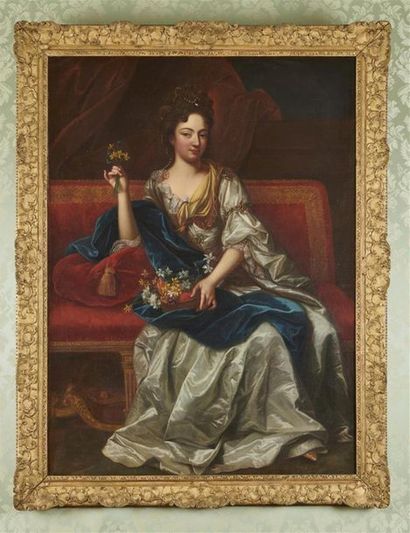 null Ecole ANGLAISE vers 1680
Portrait de femme à la corbeille de fleurs
Toile
148,5...