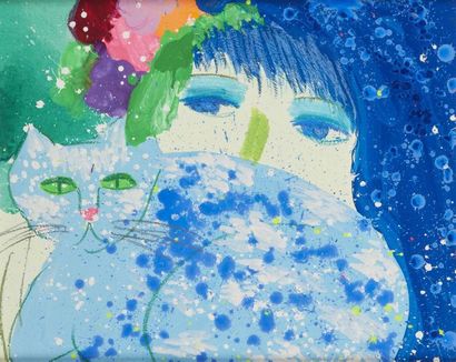 null Walasse TING (1929-2010)
Blue Cat
Acrylique sur toile, signée et titrée au dos.
40...