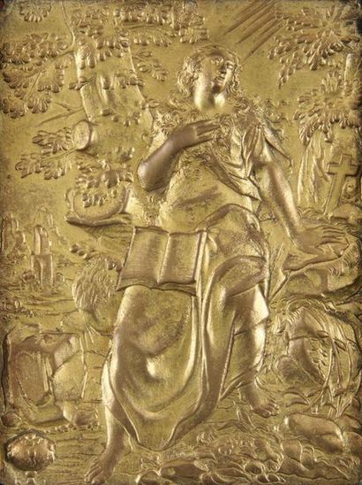 null ECOLE DU XIXe siècle 
Marie Madeleine 
Plaque en cuivre doré
13,5 x 10,5 cm...