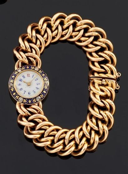 null MONTRE bracelet de dame en or jaune 750°/oo la montre de forme ronde, cadran...