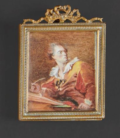 null Ecole française du XIXe siècle d'après Fragonard.
Portrait de l'artiste à la...