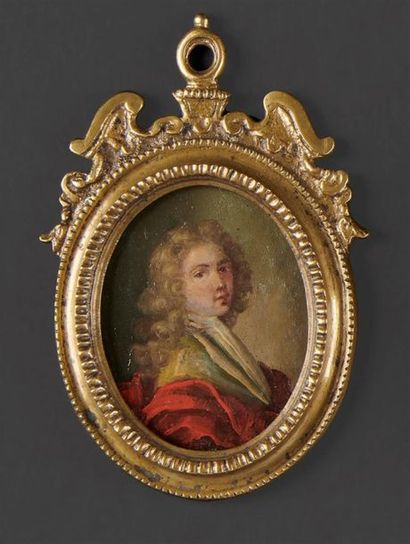 null ECOLE FRANCAISE du XVIIIe siècle.
Portrait d'homme en buste de profil,drapé...