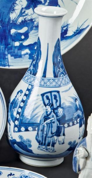 null CHINE
Vase en porcelaine à décor en bleu sous couverte de Chinois dans des jardins,...