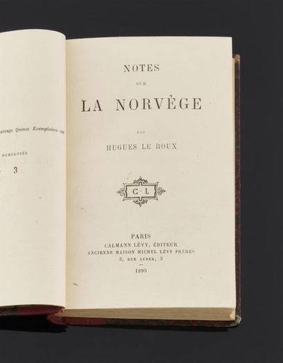 null LE ROUX (Hugues) Notes sur la Norvège, Paris, Calmann 1895. Demi-reliuire en...
