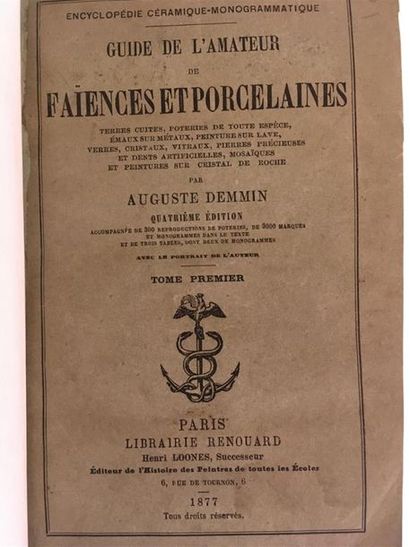 null A. DEMMIN
Guide de l'amateur de faiences et porcelaines, 1977, 3 volumes.
Etat...