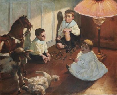 null Georges Antoine ROCHEGROSSE (1859-1938)
Jeux d'enfants
Toile
81 x 100 cm
Signée...