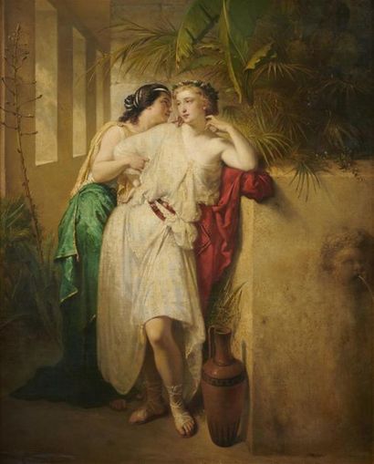 null Joseph COOMANS (1816-1889)
Deux jeunes femmes près d'une fontaine 
Toile
100...