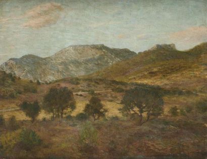 null Ecole française vers 1880
Vue de Provence, Sainte Victoire (?)
Toile
44 x 58...