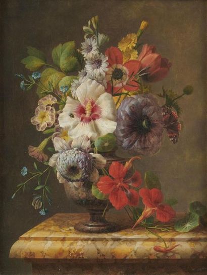 null Christiaen VAL POL (1752-1813)
Nature morte aux fleurs et papillons
Toile
40...