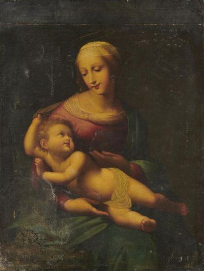 null Ecole du XIXeme siècle d'après RAPHAEL
Vierge à l'enfant (Madone Bridgewater)
Toile...